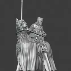 $7.50Medieval Mounted Crusader knight looking back