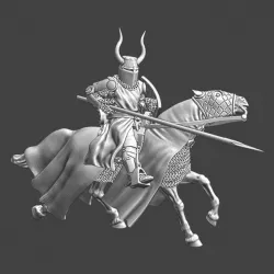 $7.50Medieval Teutonic Knight charging - horned helmet