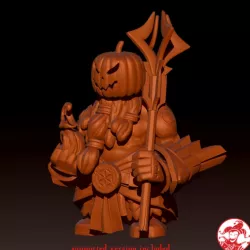 Halloween Fire Mage Dwarf - 32mm height, 1 inch base free miniature