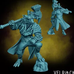Male Dragonfolk Engineer with Mechanical Hammer (PRESUPPORTED)