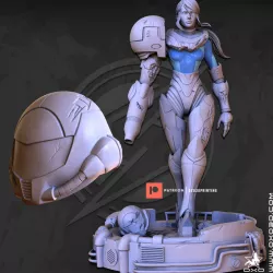 Metroid Dread Samus Aran Damaged Helmet