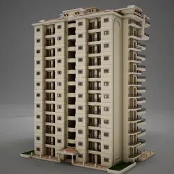 3D model BIG Tropical Latin Mexican Beach Tower Hotel Hacienda 3D model