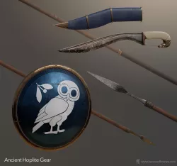 Ancient Hoplite Gear sword shield spear 3D model