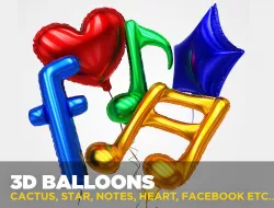 Balloons in different shapes 3D model