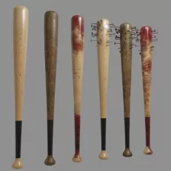 Baseball bats - 3 texture styles Low-poly  3D model