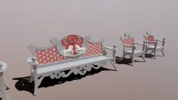 Bench Bas-relief Unicorn and Chair 3D model