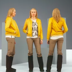 Casual Blonde Model in Yellow Jacket and Boots Low-poly  3D model