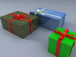 gift box with red bow ribbon 3D model Low-poly  3D model