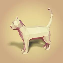 Low Poly Cartoon Cat Low-poly  3D model