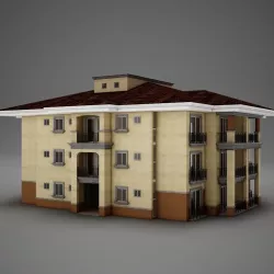 Modern Tropical Latin Mexican Beach Tower Hotel Hacienda medium 3D model