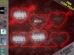 Neon Hearts Pack1 Low-poly  3D model