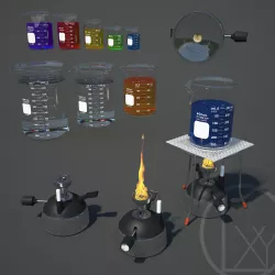 Portable Micro Lab Burner Tripod Beaker Chemistry set 3D model