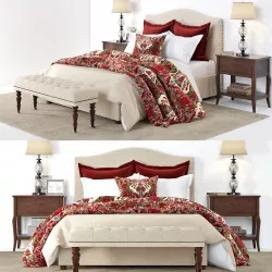 Pottery Barn Raleigh Bed 2 red 3D model