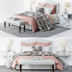 Pottery Barn Raleigh Bed 3 pink 3D model