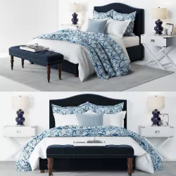 Pottery Barn Raleigh Bed 4 blue 3D model