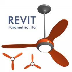 Revit Parametric Modern Ceiling Fan 3D model