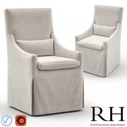 RH Belgian Slope Arm Slip Covered Armchair 3D model