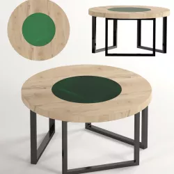 Round coffee table in wood and epoxy 3D model