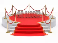 Round stage with red carpet 3D model
