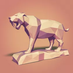 Saber tooth Tiger Statue Low-poly  3D model