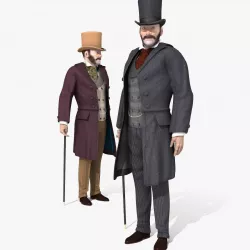 Victorian Gent - Rigged - 1 model 2 versions - Low Poly-rigged 3D model