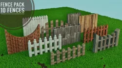 Wooden Fence Pack - 10 Fences Low-poly  3D model