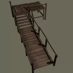  Wooden Walkway  Low-poly  3D model