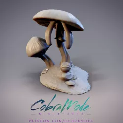 $1.25Mushroom and Tiny Frog Terrain Piece (Pre-Supported)
