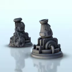$1.75Mortar turret (+ destroyed version) - Science fiction SF sCIFI