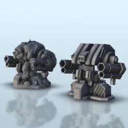 $1.75Quadri-cannons turret (+ destroyed version) - Science fiction SF sCIFI