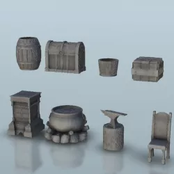 $1.90Set of workshop interior - Medieval scenery terrain wargame