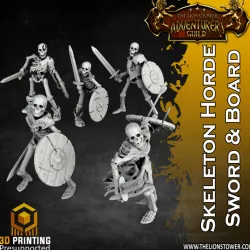 $10.00Skeleton Horde - Sword and Shield (5 x presupported 32mm Models)