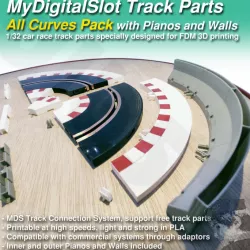 $32.00MyDigitalSlot All Curves Pack, 3D printed, DIY track parts for your 1/32 Slot Car Racing Game