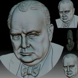 $5.00Sir Winston Churchill portait - Bas-relief for CNC router or 3D printer