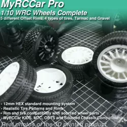 $6.84MyRCCar WRC Wheels 1/10 Complete, 5 Rims, 4 tires On-Road RC Car Wheels