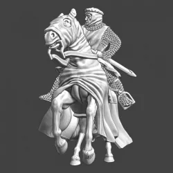 $7.50Mounted Crusader knight - drawing his blade