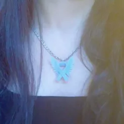 Necklace, artifact, pin,and key chain (hero ribbon) for stopping woman abuse