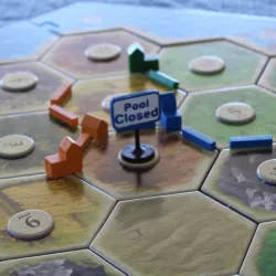 Pools Closed Sign for Bandit in Settlers of Catan