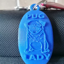 Pug Lady Key Fob