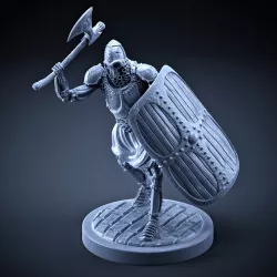 Skeleton - Heavy Infantry - Axe + Square Shield - Attack Pose