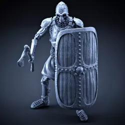 Skeleton - Heavy Infantry - Axe + Square Shield - Idle Pose