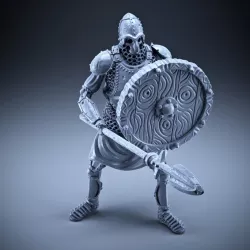 Skeleton - Heavy Infantry - Spear + Round Shield - Defensive Pose