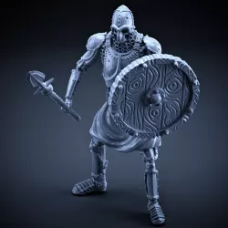 Skeleton - Heavy Infantry - Spear + Round Shield - Idle Pose