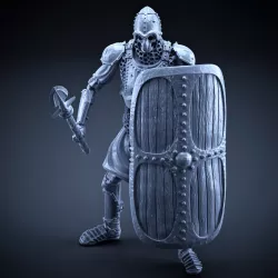 Skeleton - Heavy Infantry - Spear + Square Shield - Idle Pose