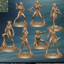 $12.00Witch Elves / Drow Warrior Maidens / Black Widows set - 32mm scale