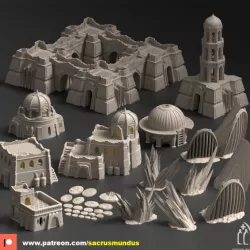 $17.95The Wasteland of Hatrass. 3D Printing Designs Bundle. Futuristic / Arabic / Desert / Scifi Buildings. Terrain and Scenery for Wargames