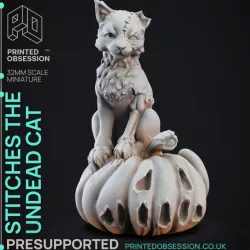 $3.00Stiches the Zombie Cat - Small Familar - PRESUPPORTED - 32mm scale