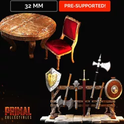 $3.00Table + chair and Weapons rack - MASTERS OF DUNGEONS QUEST