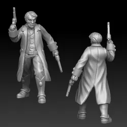 $3.00Wild west cowboy gunslinger shoots dual guns without hat