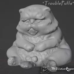 $3.50"TroublePuffs" the Whimsical Chonky Cat
